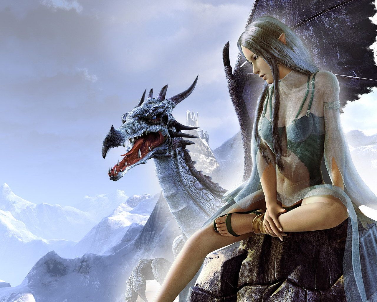 Dalish Elf and Blue Dragon < Fantasy < Gallery < Desktop Wallpaper