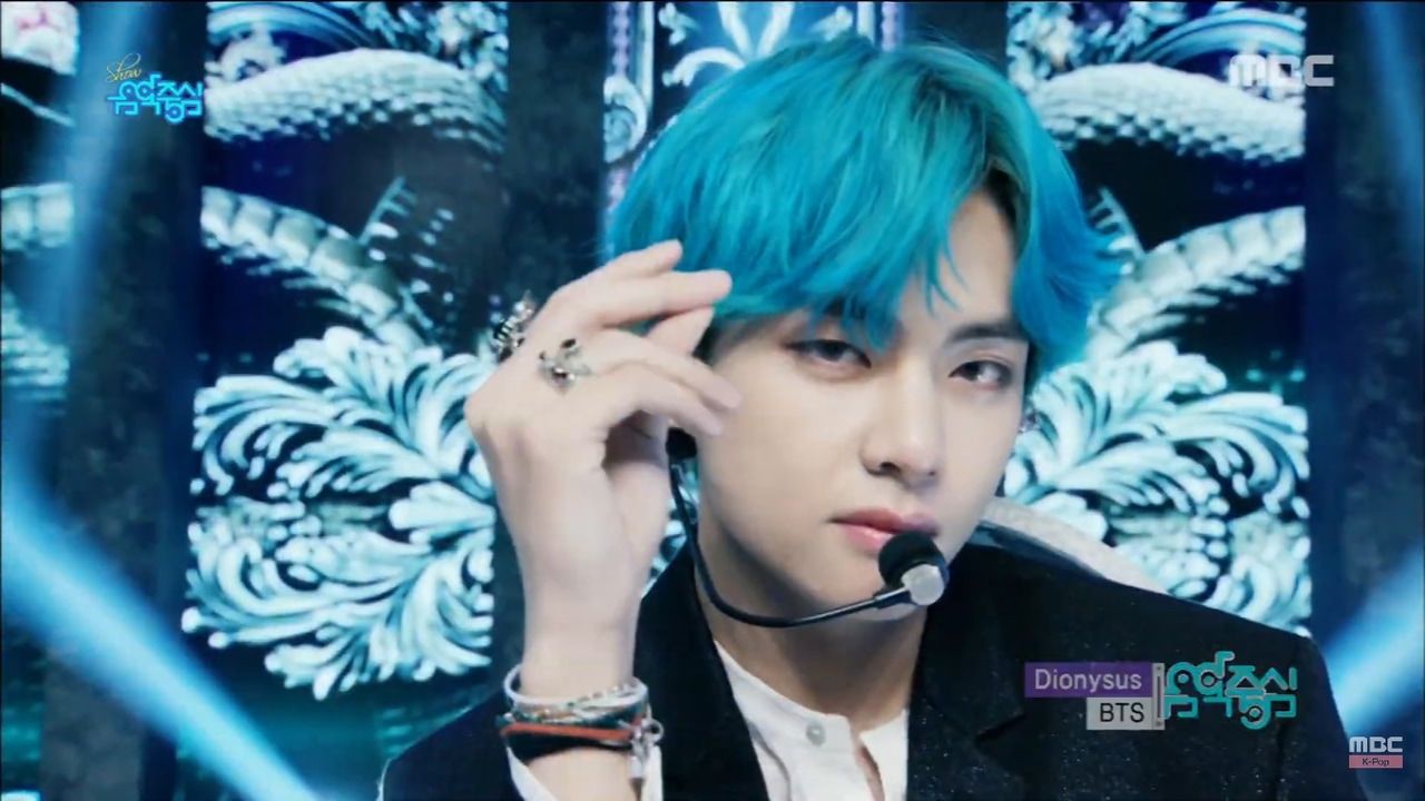 image About ☾ Taehyung Blue Mint Hair ☽