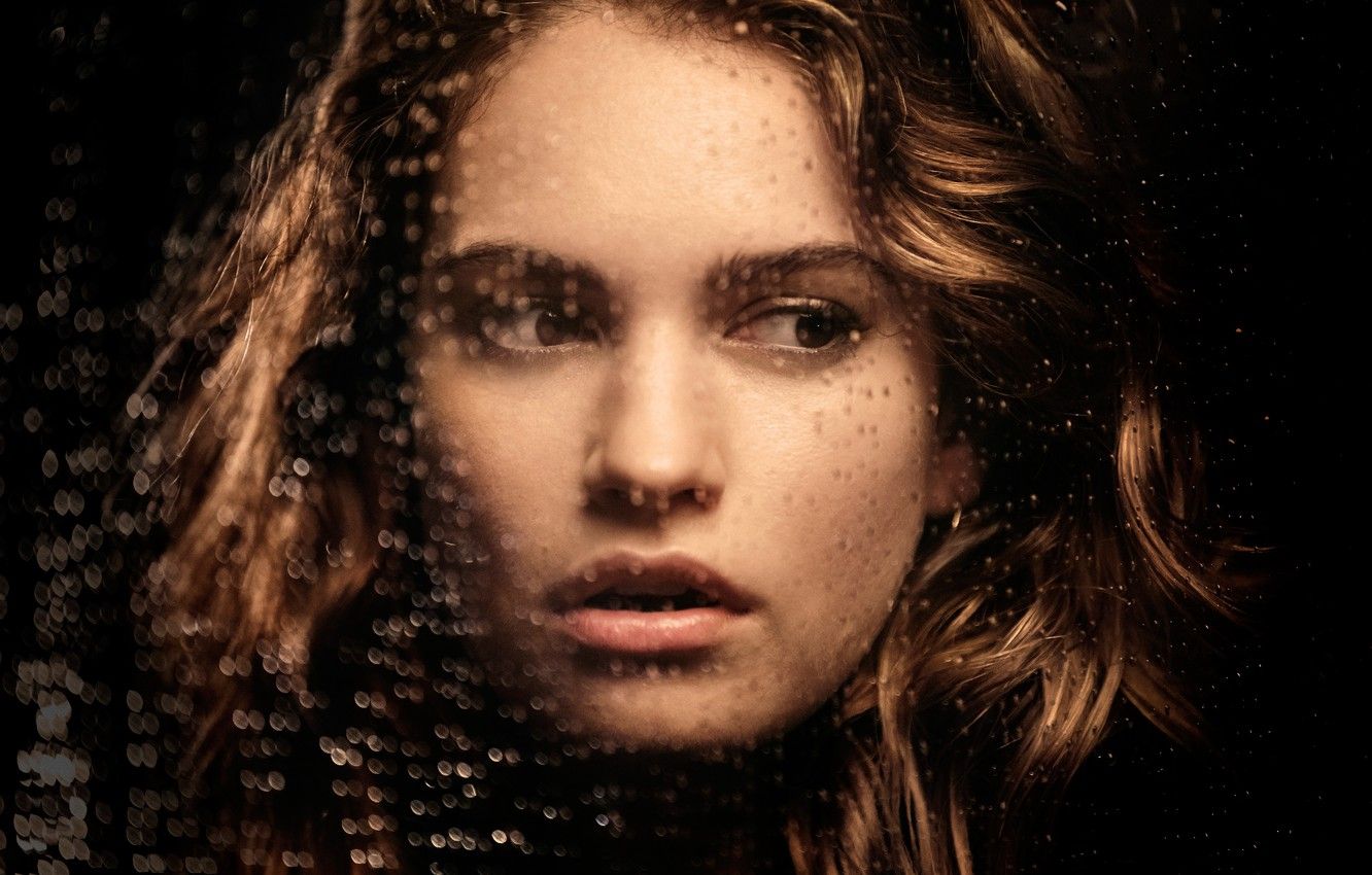 Wallpaper glass, drops, face, makeup, actress, hairstyle, brown