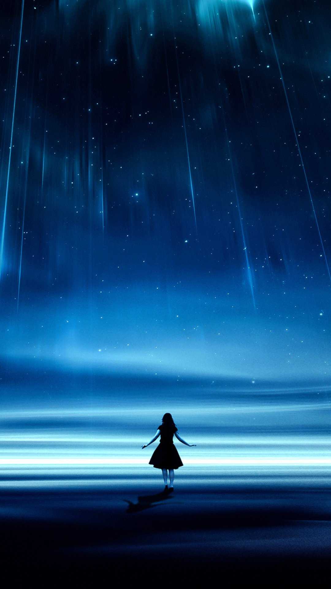 Girl Starry Night Dreamscape HD Wallpaper (1080x1920)
