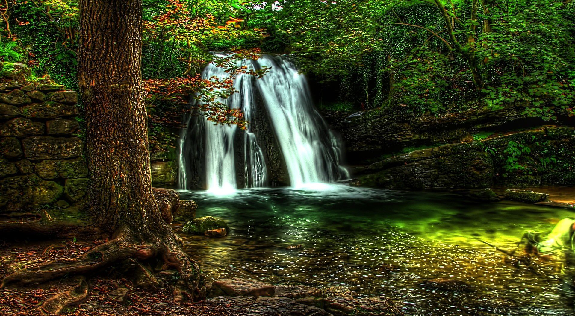 Waterfall Forest Wallpaper Nature