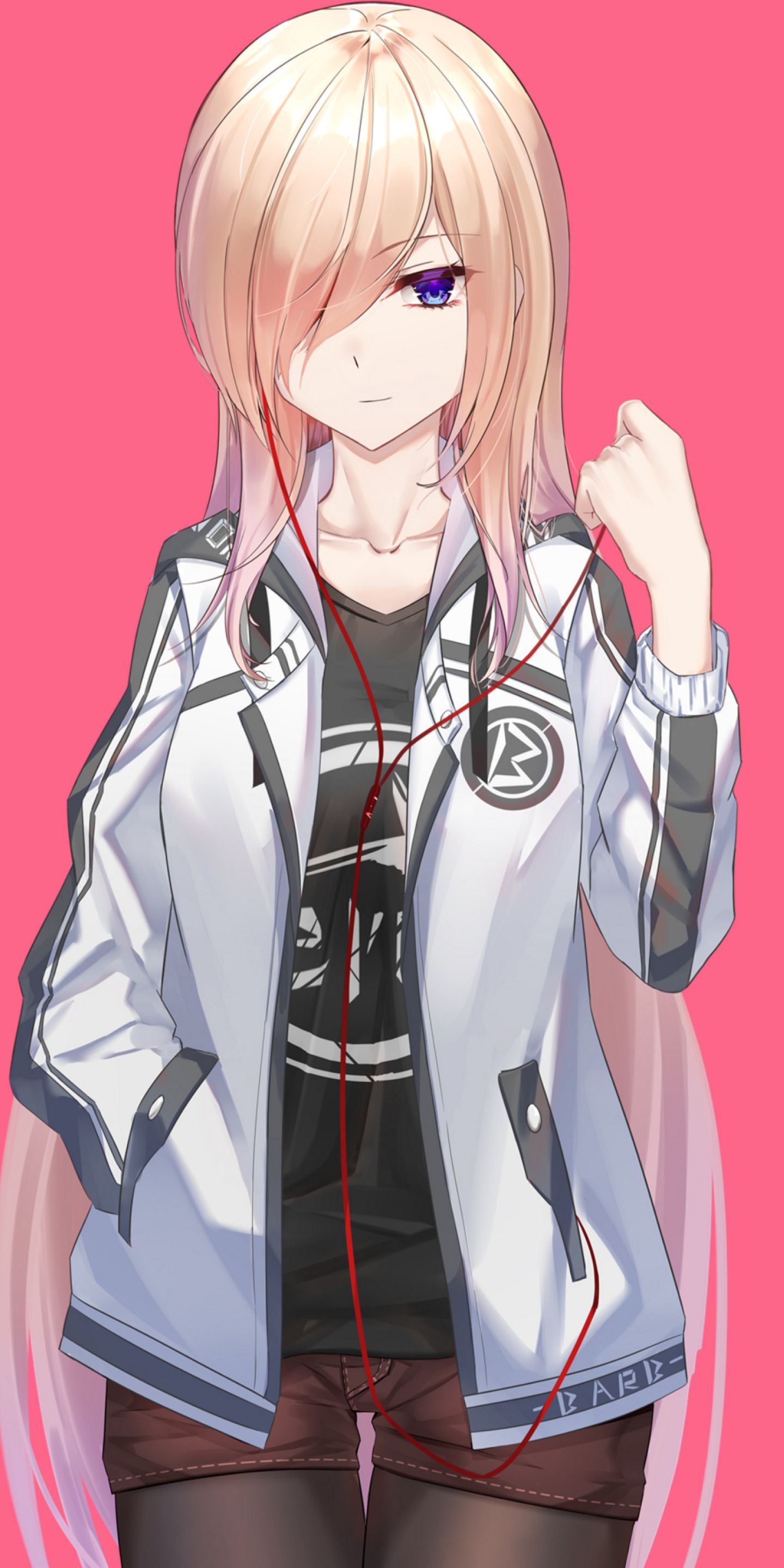 Anime Girl With Headphones 1440x2880 Resolution