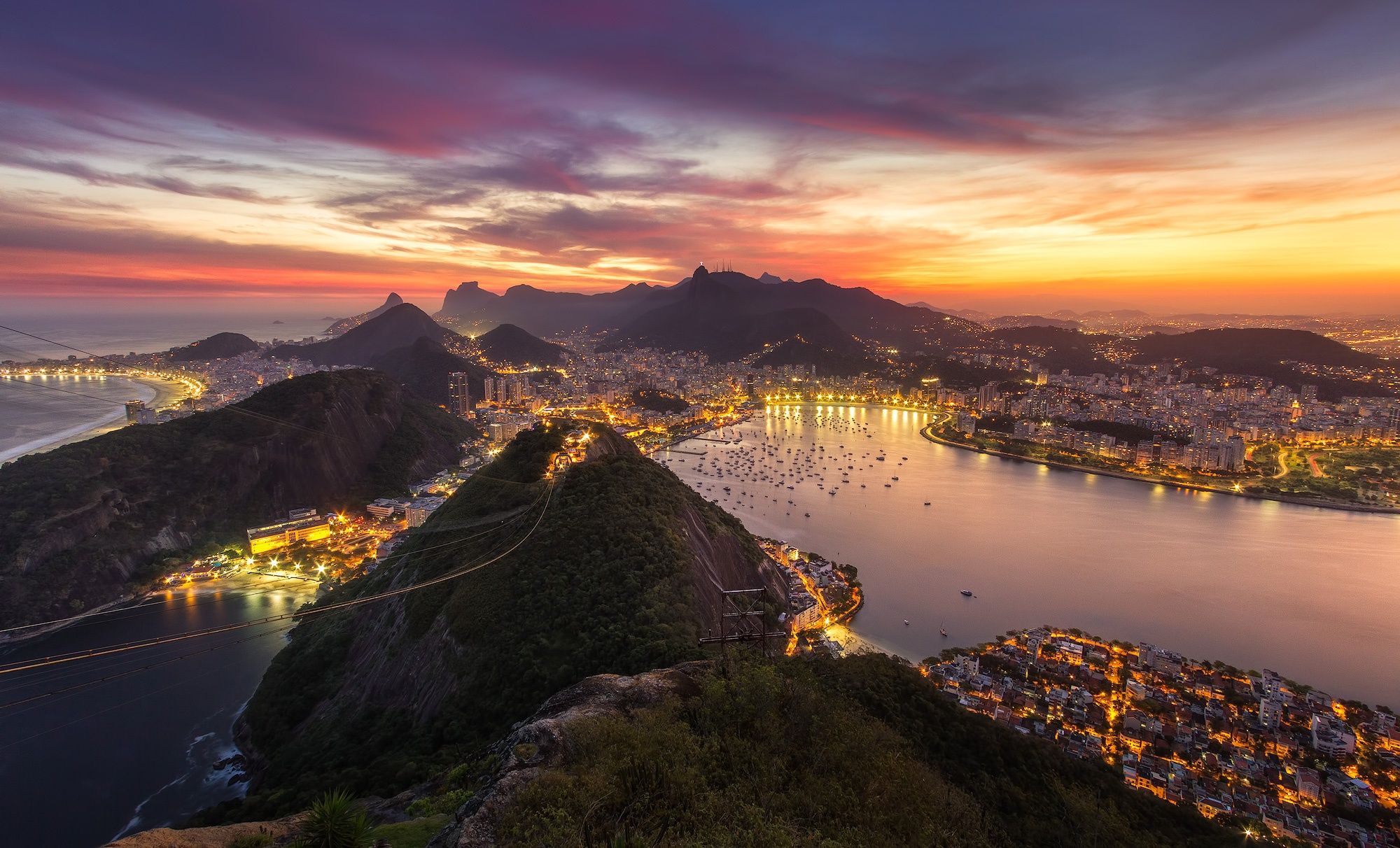 Rio De Janeiro Brazil Cityscape Evening Sunset, HD World, 4k