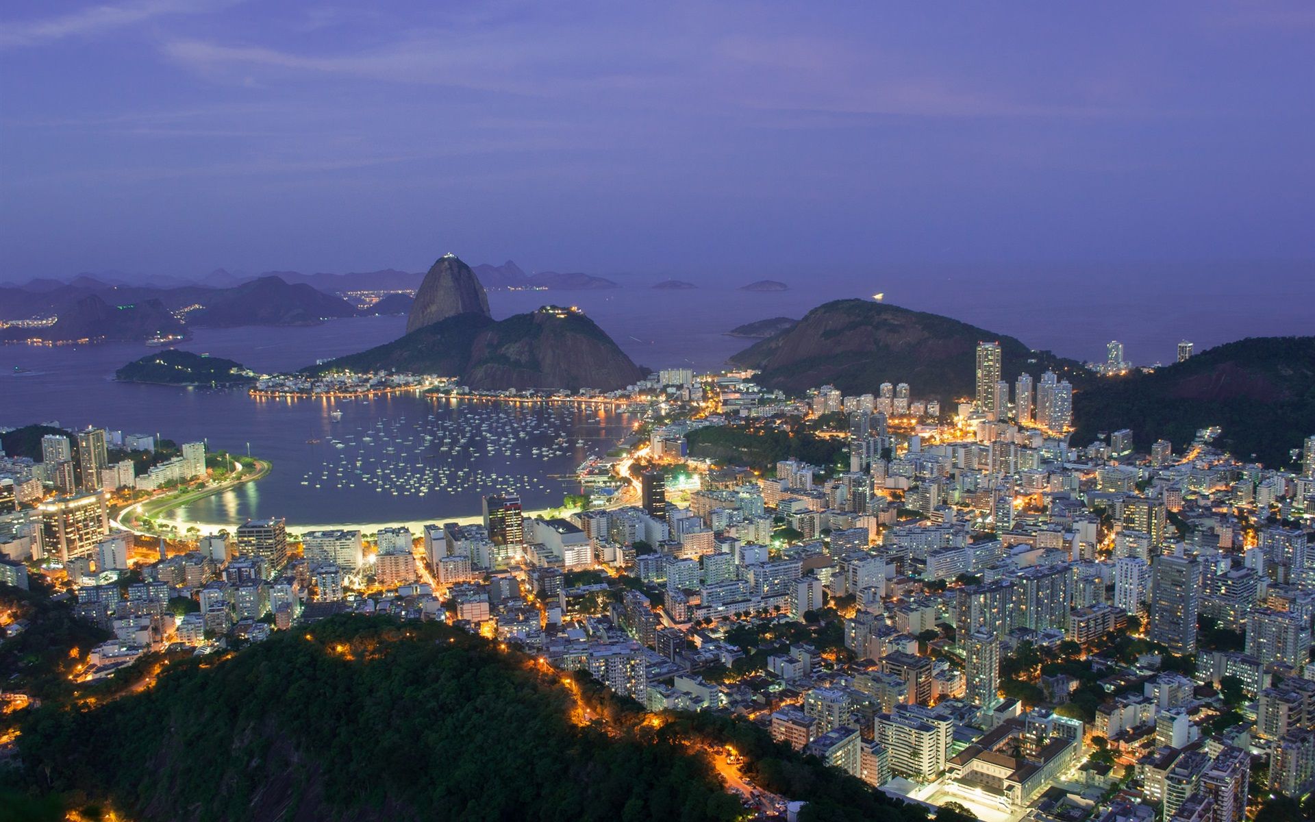 Wallpaper Travel to Brazil, Rio de Janeiro, city evening, lights