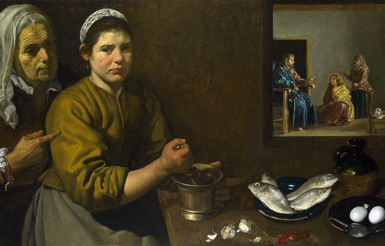 Wallpaper picture, mythology, Christ in the House of Martha