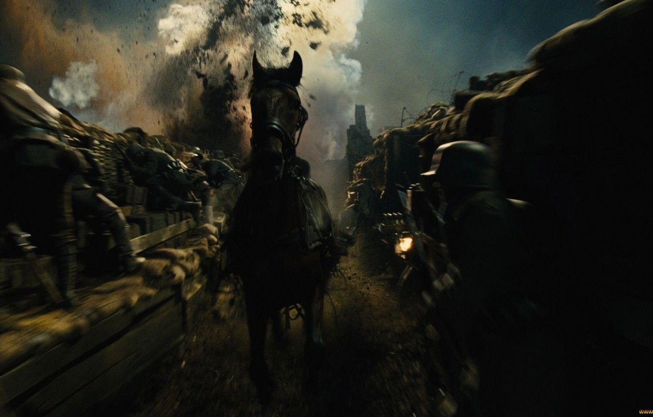 Wallpaper Horse, War, The explosion, Soldiers, War Horse, War