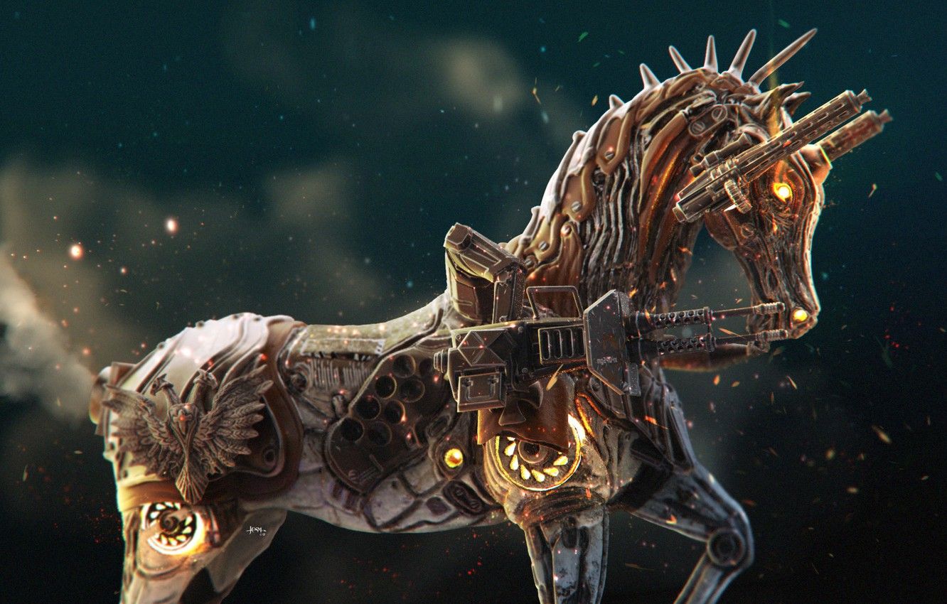 Wallpaper weapons, sparks, coat of arms, horse, War Horse image