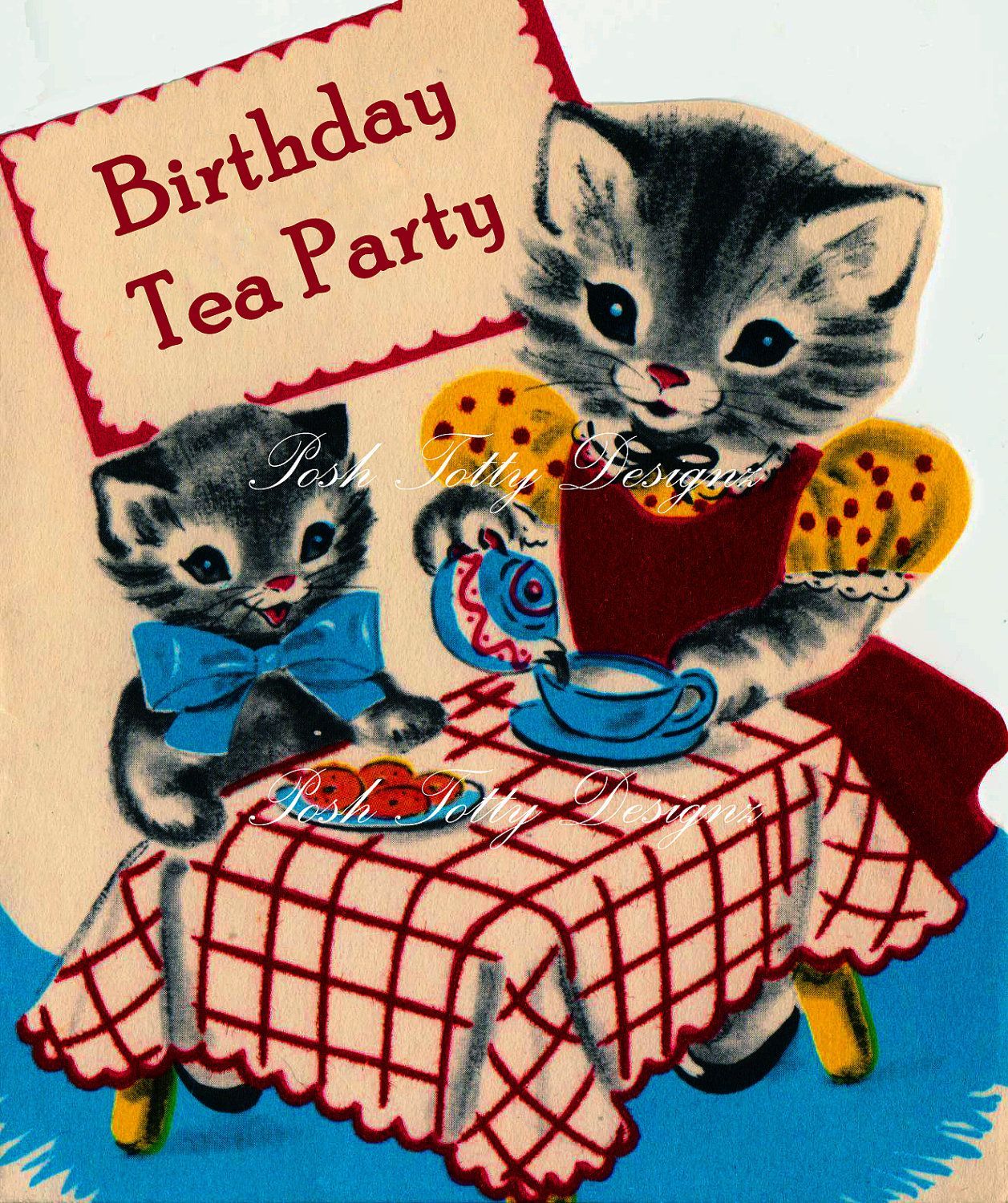 A Kittens Tea Party 1950s Vintage Digital Download Image 304