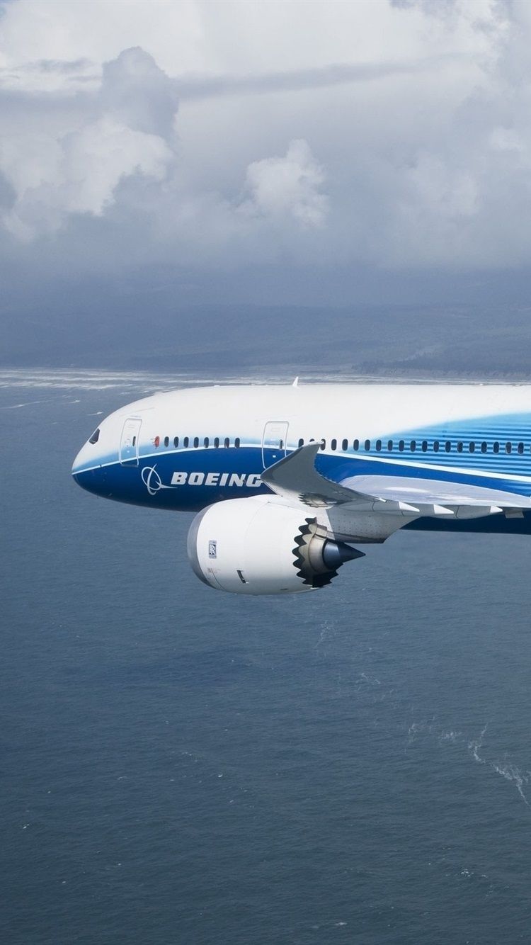 Boeing 787 Plane Flying, Sea 750x1334 IPhone 8 7 6 6S Wallpaper