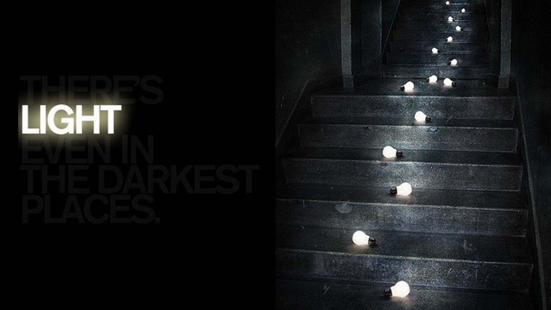 black, dark, light bulbs, stairs wallpaper