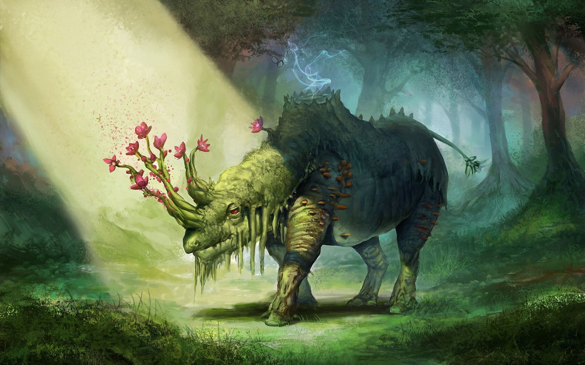 Fantasy Creatures Elemental Rhino Art. Mythical creatures fantasy