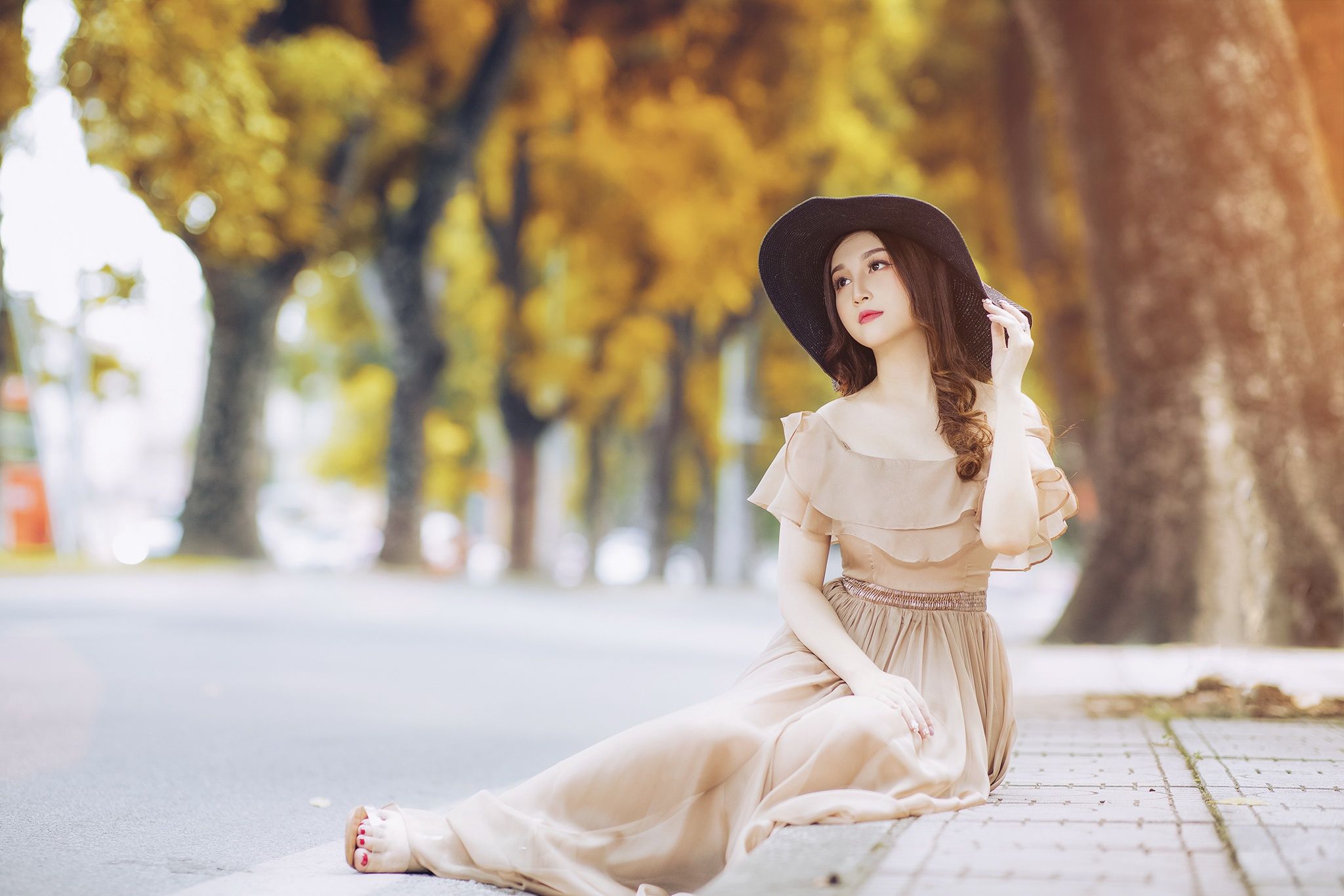 White dress asian girl HD wallpapers