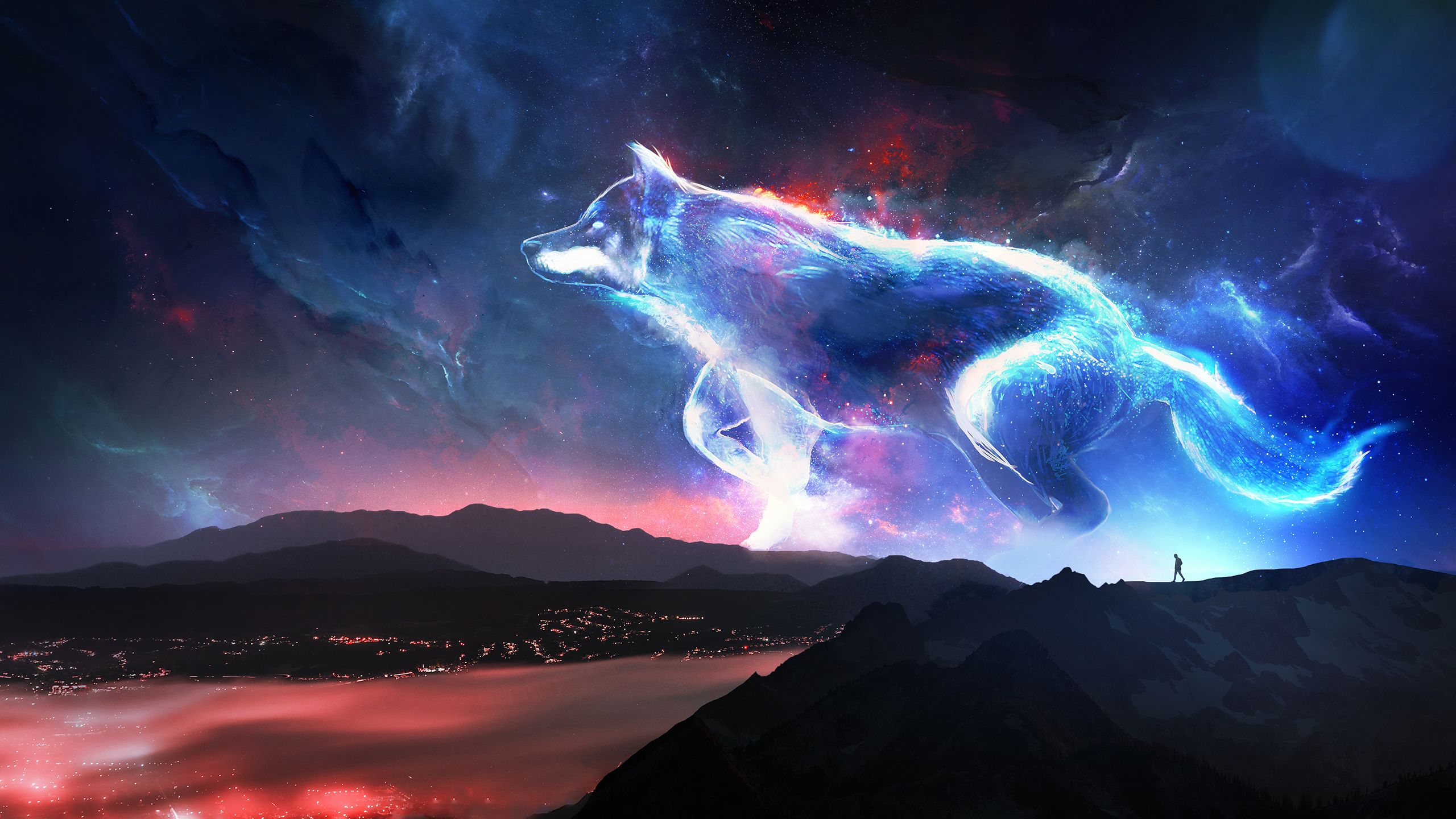 Spirit Wolf Watching over the Land HD Wallpapers.