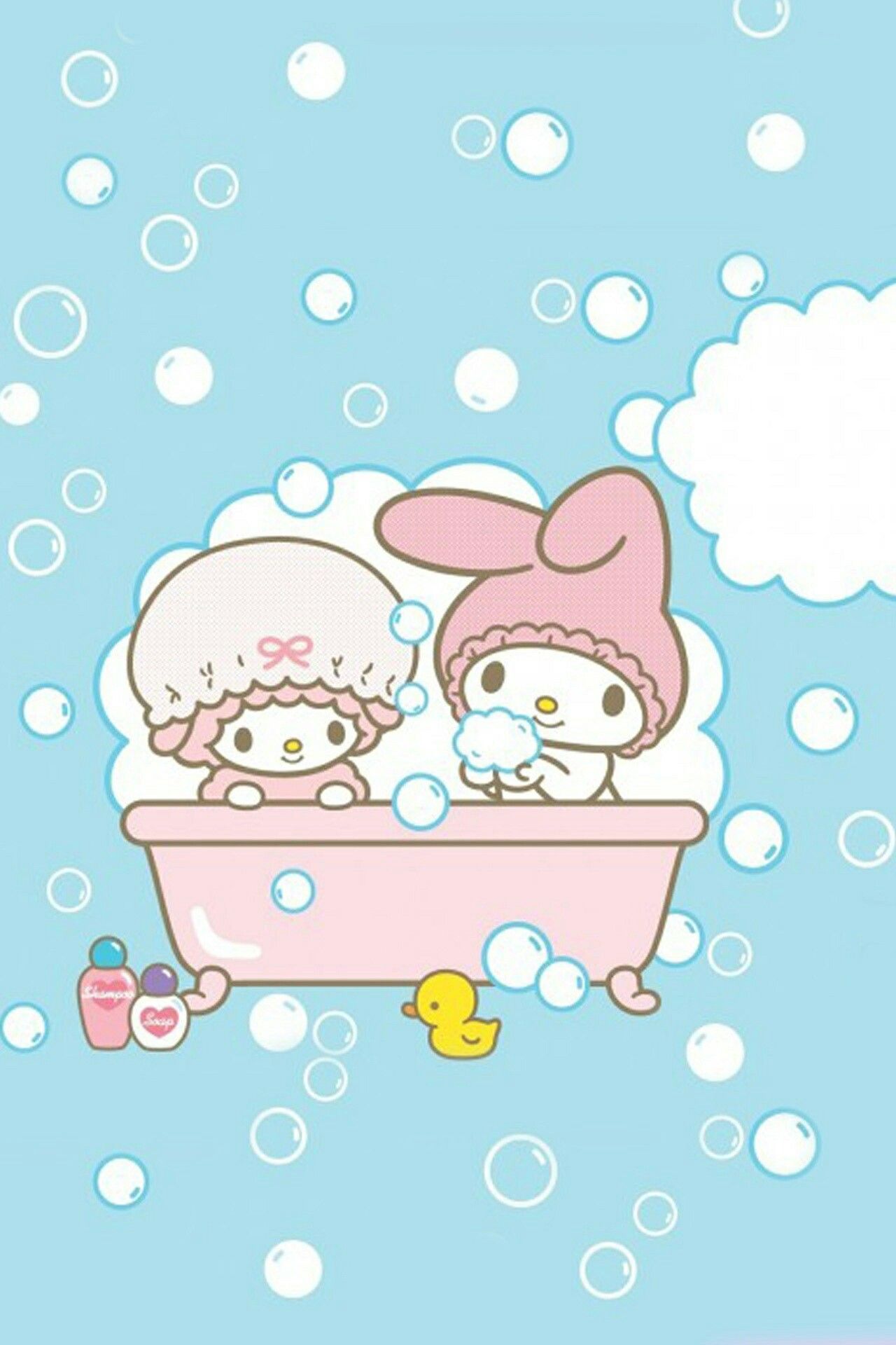 My Sweet Piano and Melody bath time. Sanrio wallpaper, Hello kitty wallpaper, My melody wallpaper