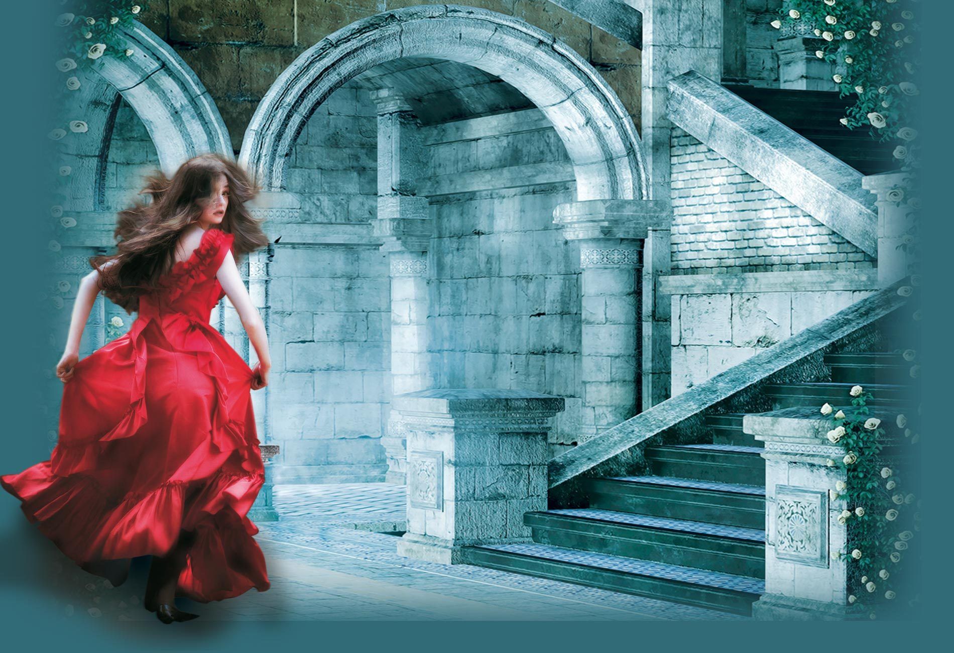 girl in red dress