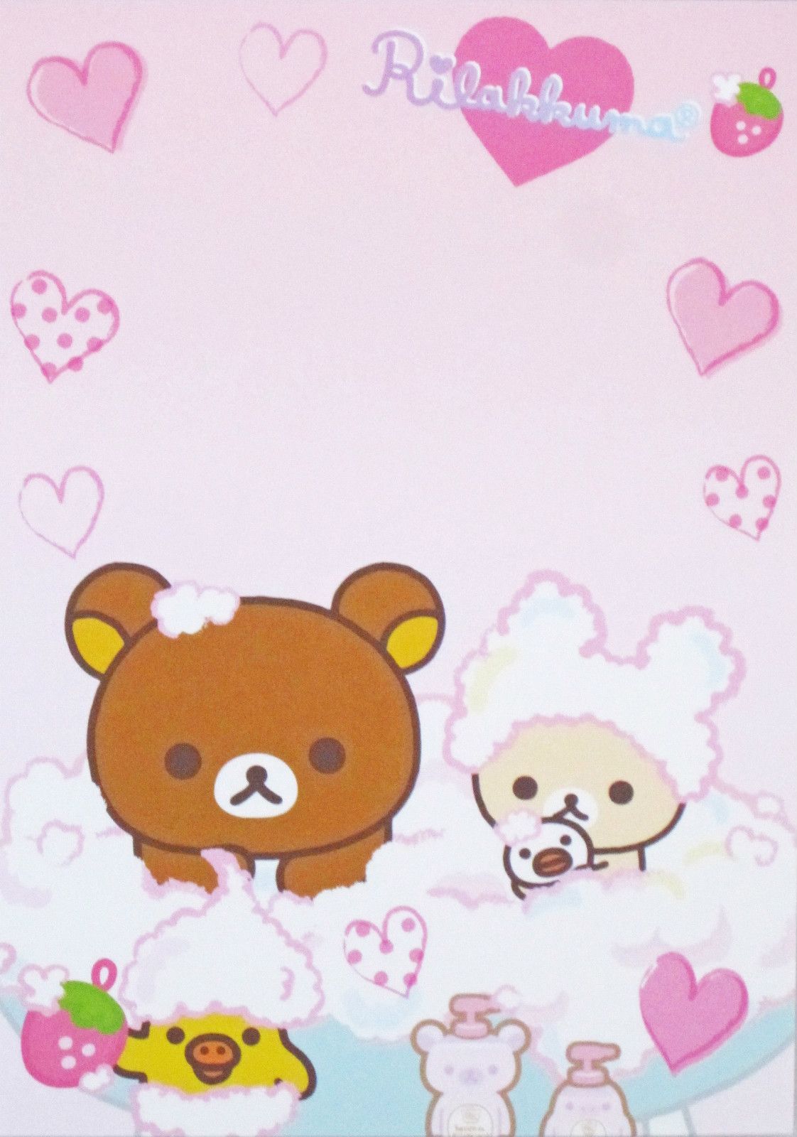 San x Bath Time Korilakkuma Rilakkuma Memo Pad Pink. Rilakkuma, Rilakkuma wallpaper, Kawaii stationery