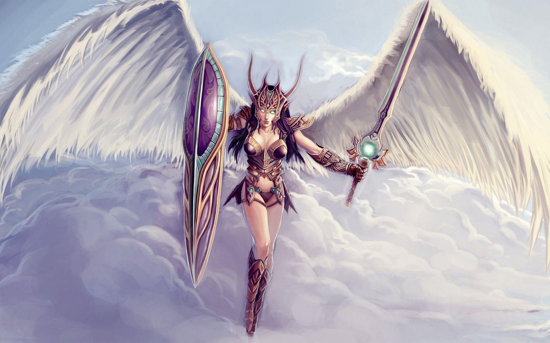 Flying angel warrior HD desktop wallpaper, Widescreen, High