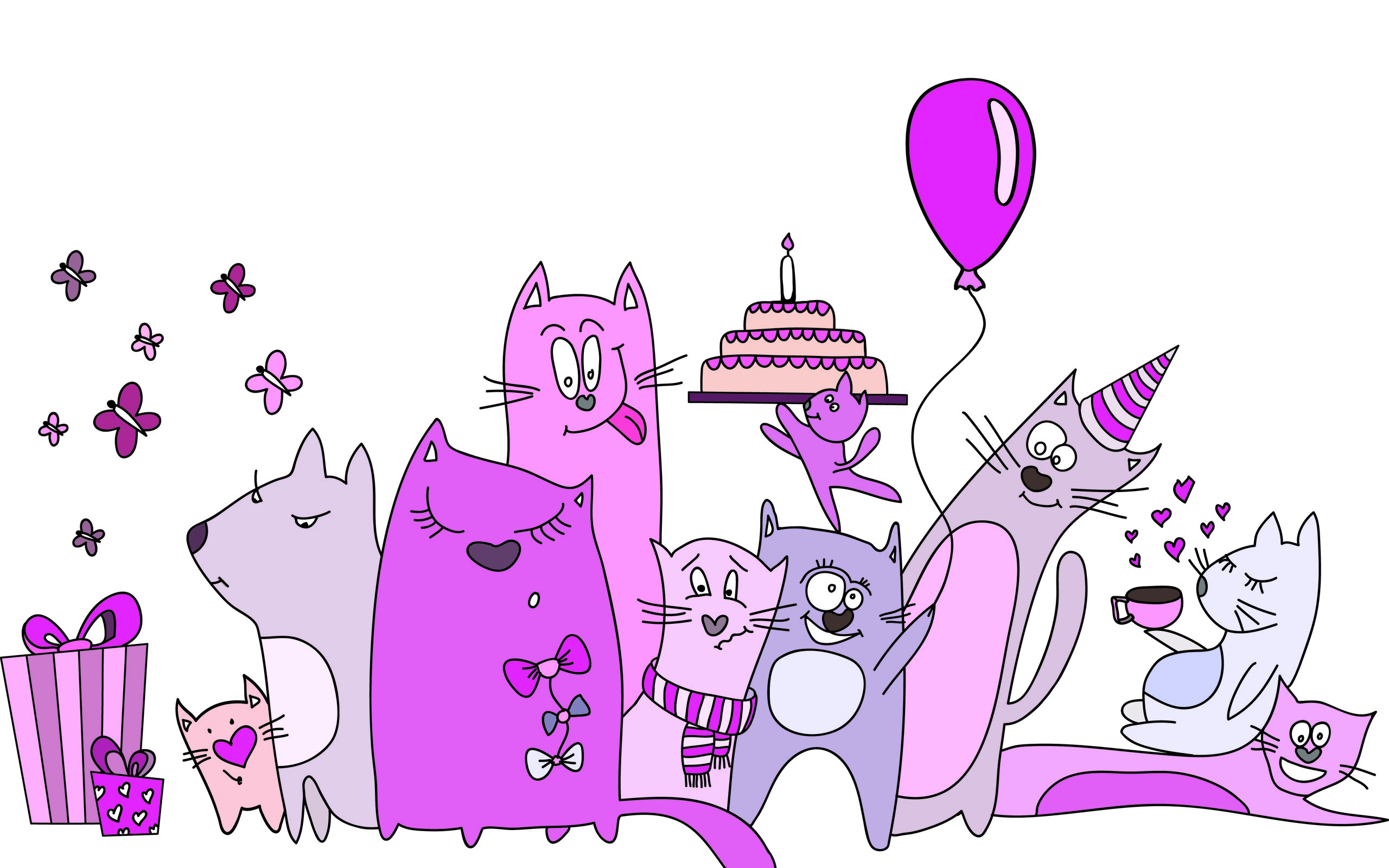 Free download Cats Birthday Party wallpaper and image 2560x1600
