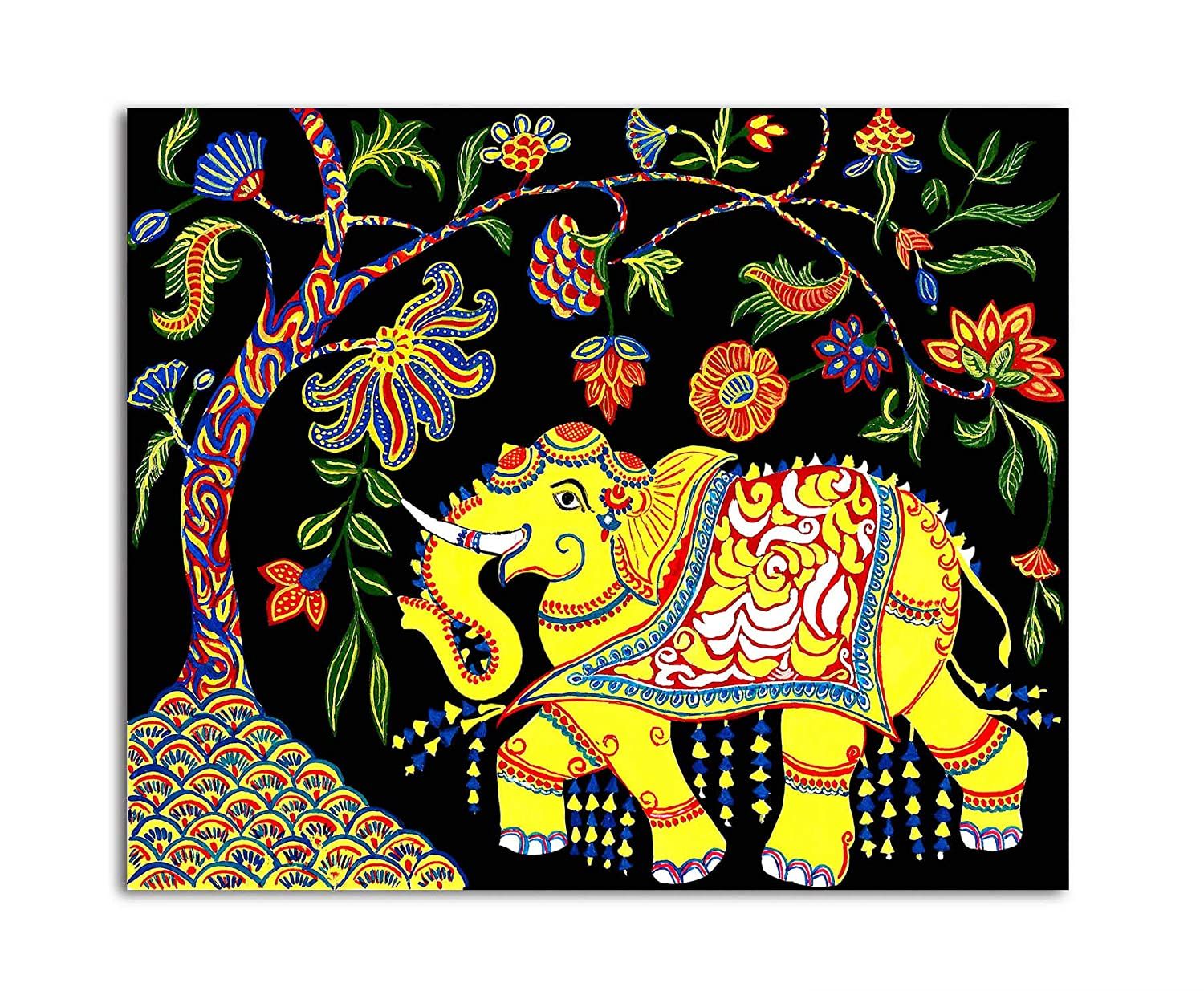Tamatina Madhubani Canvas Painting Colorful Elephant