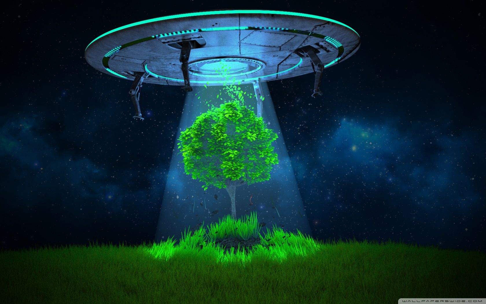 UFO Tree Abduction Ultra HD Desktop Background Wallpaper for 4K