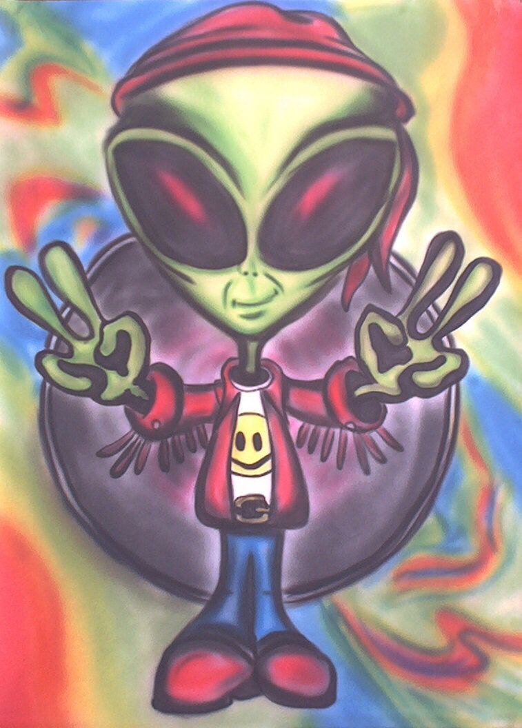 Peace alien. Peace art, Alien drawings, Trippy alien