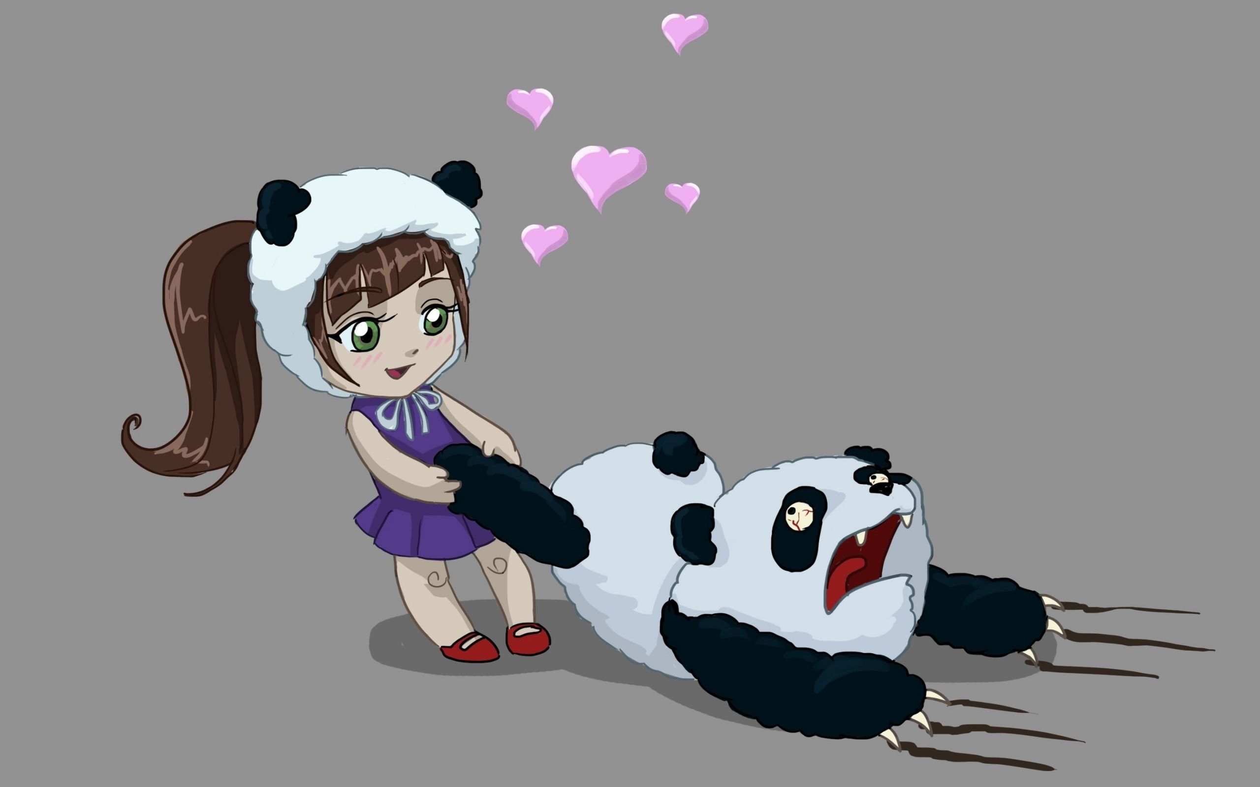 Funny Girl Love Panda wallpaperx1600