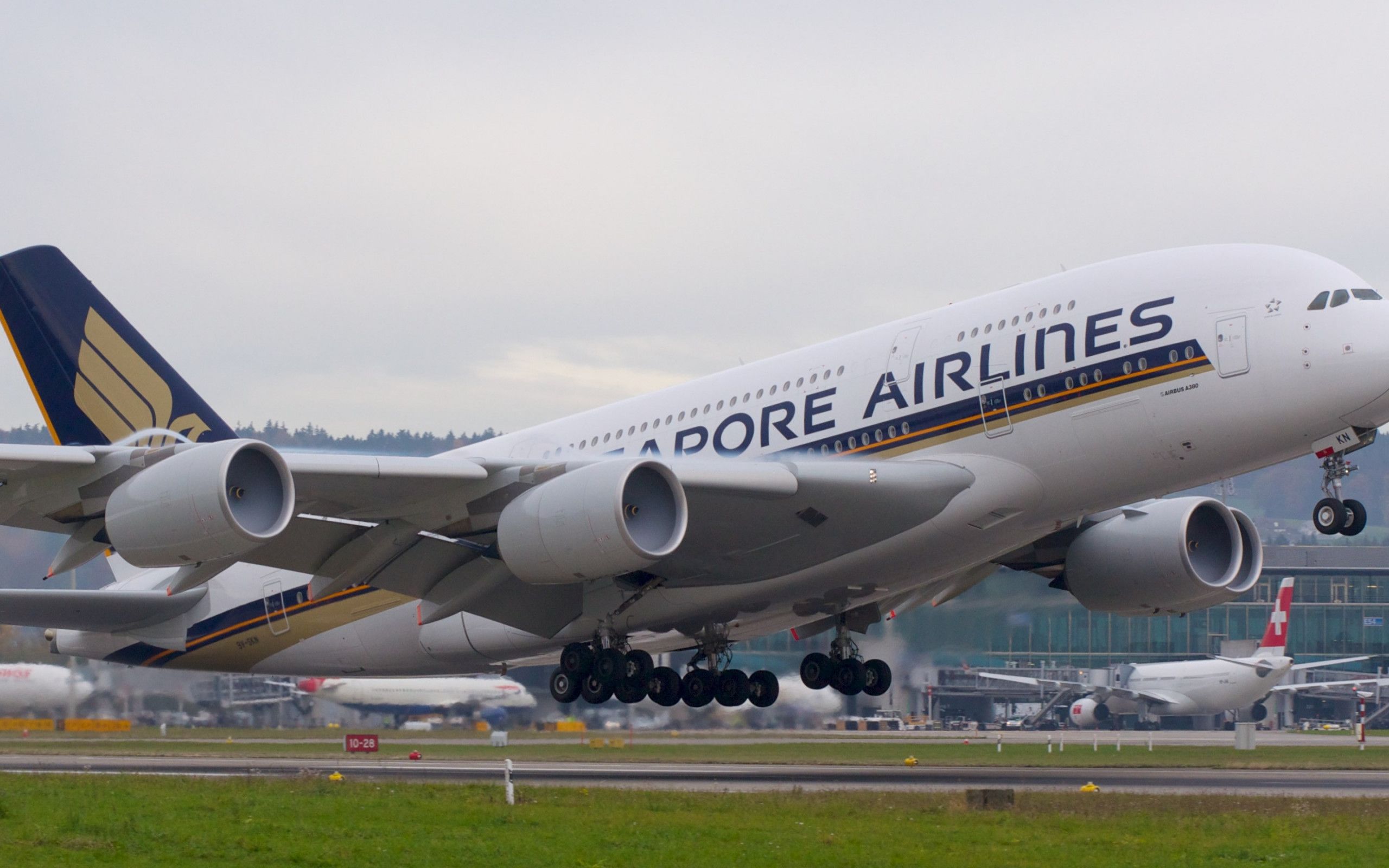 Download wallpaper: Passenger airplane from Singapore airlines 2560x1600