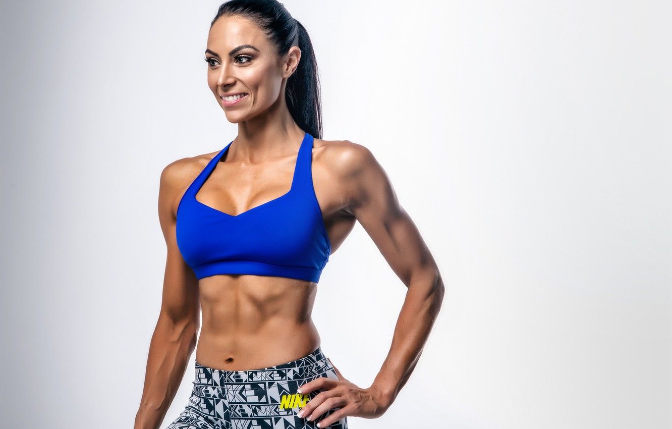Wallpaper girl, model, pose, fitness, abs image for desktop