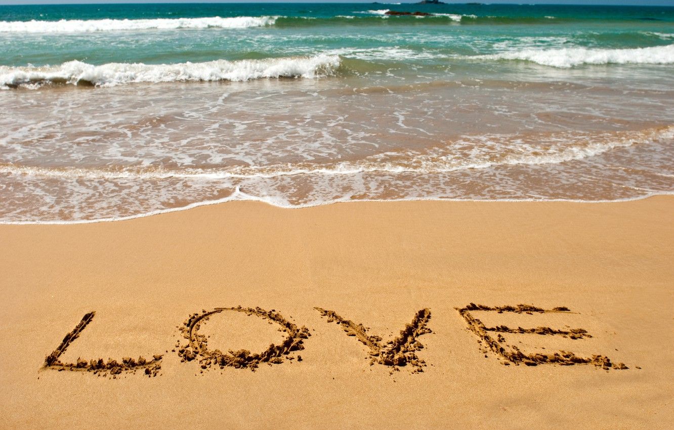 Wallpaper sand, sea, beach, summer, love, mood, the inscription