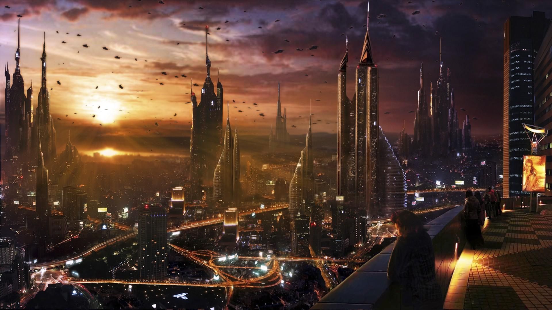 Futuristic City Wallpaper. Futuristische Stadt, Steampunk Stadt