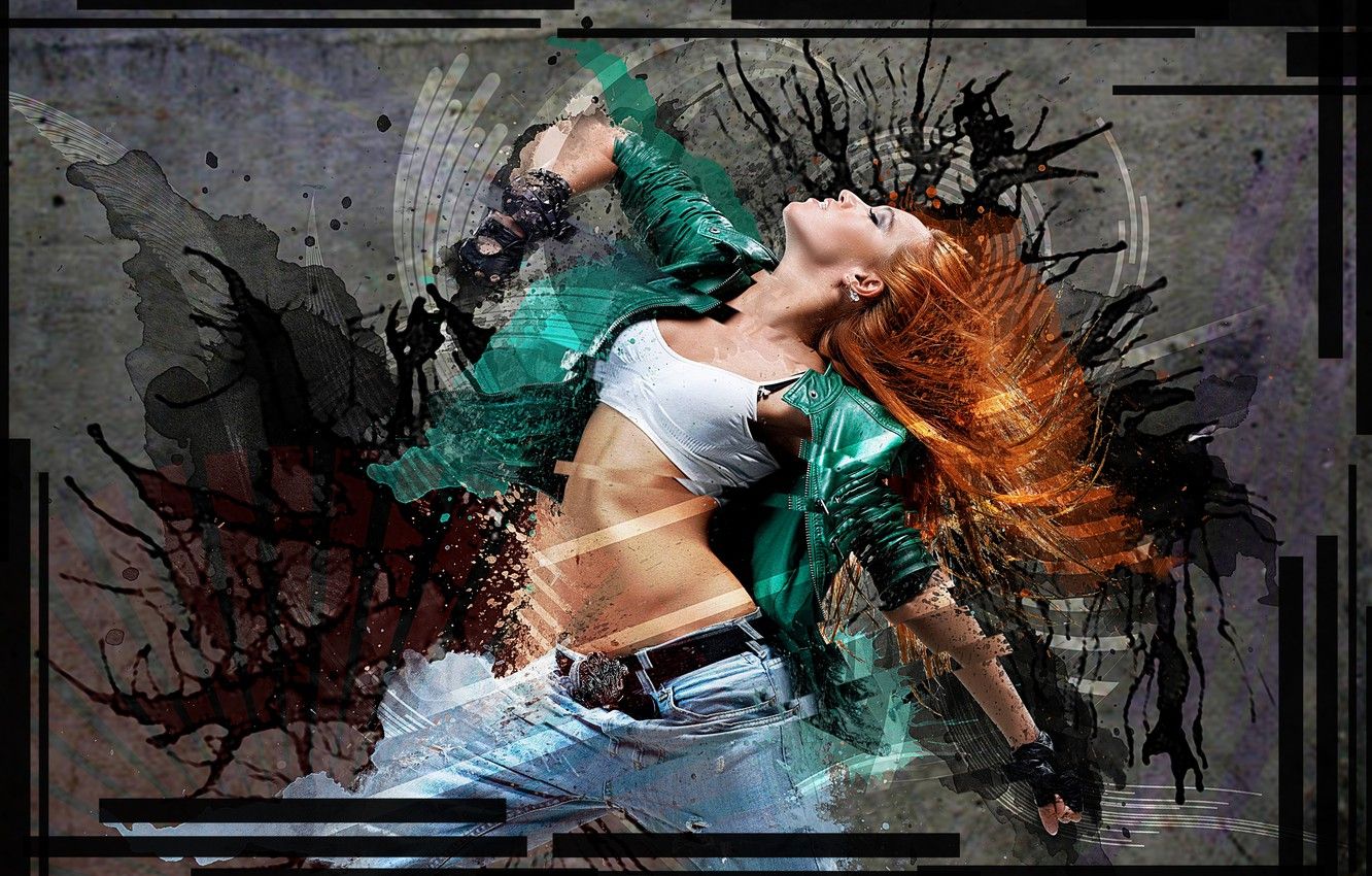 Wallpaper Girl, Dance, Grunge, Red image for desktop, section