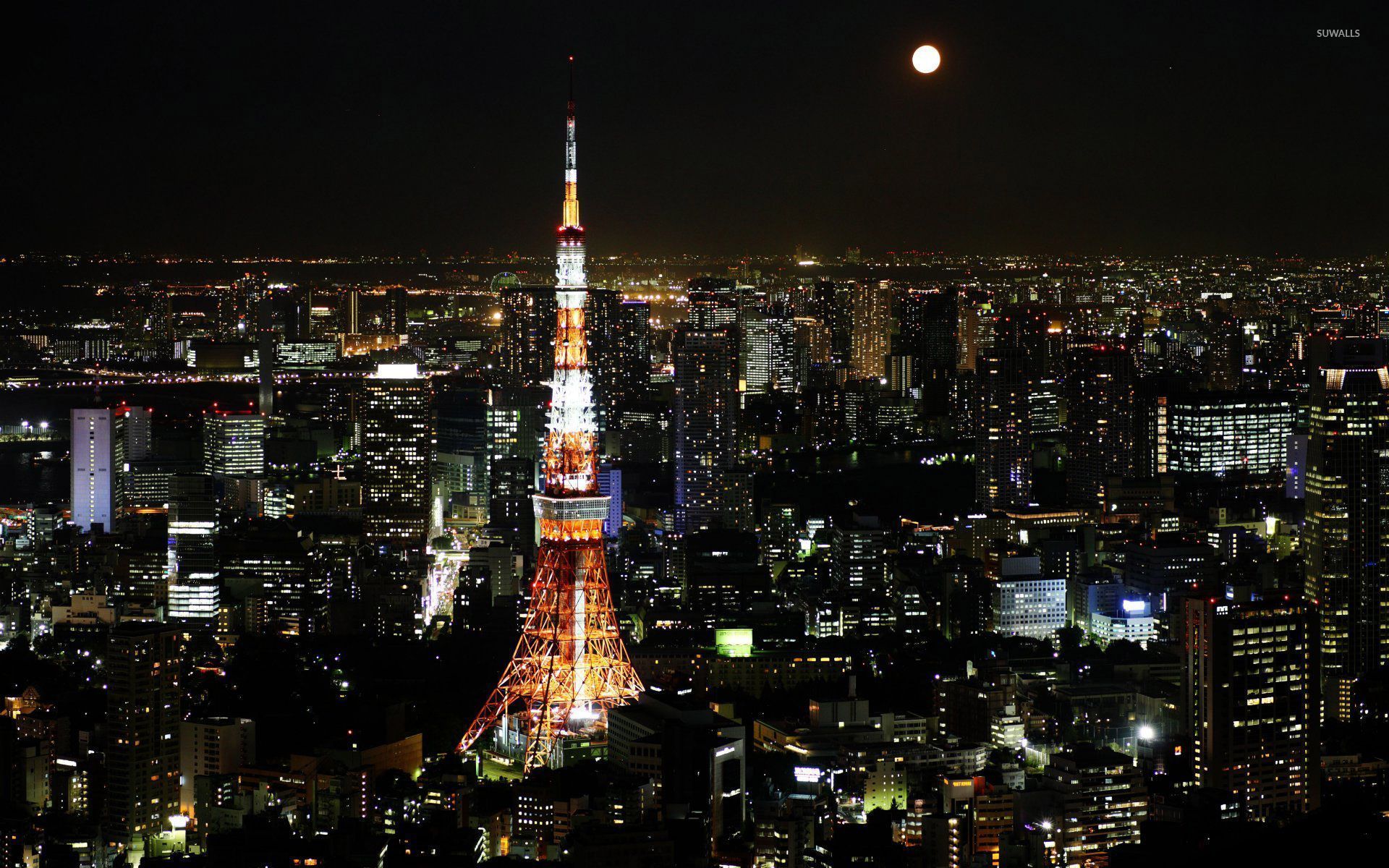 Moon Over Tokyo Japan HD desktop wallpaper High Definition. Japan