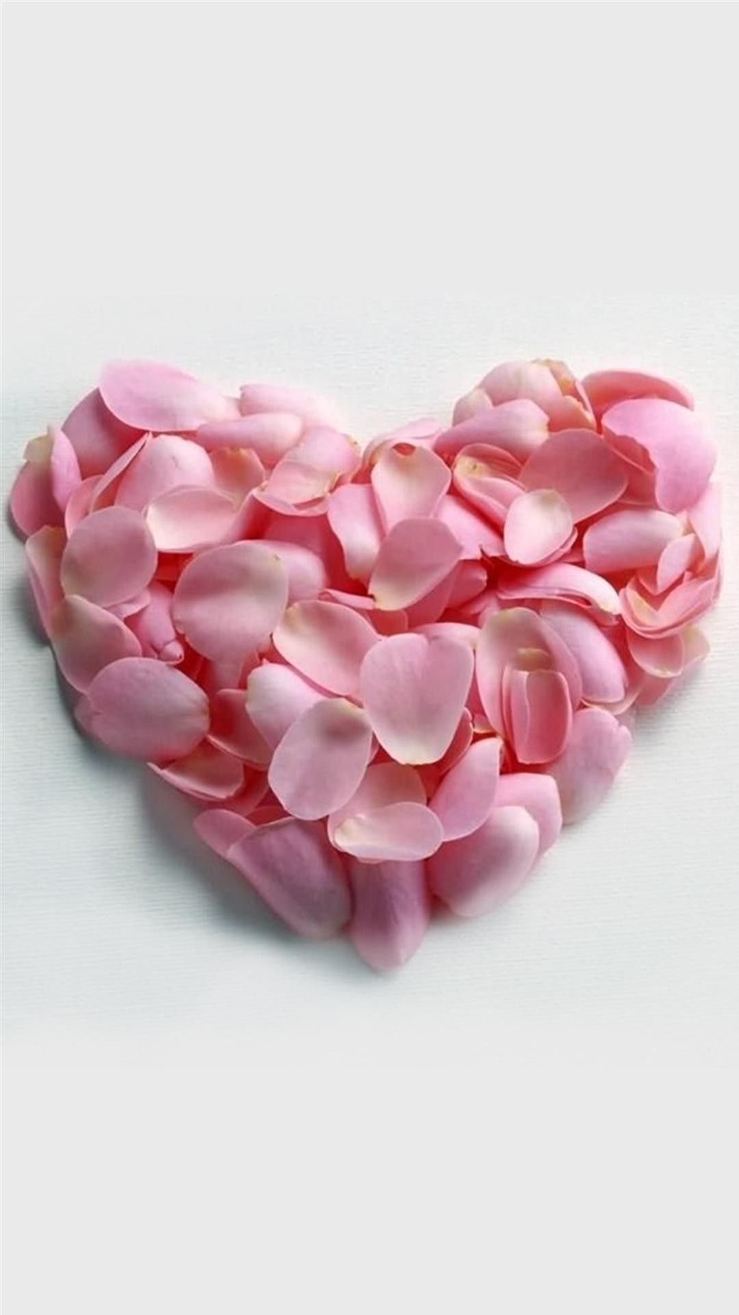Pink Rose Petals Heart Shaped Valentines Day Android Wallpaper