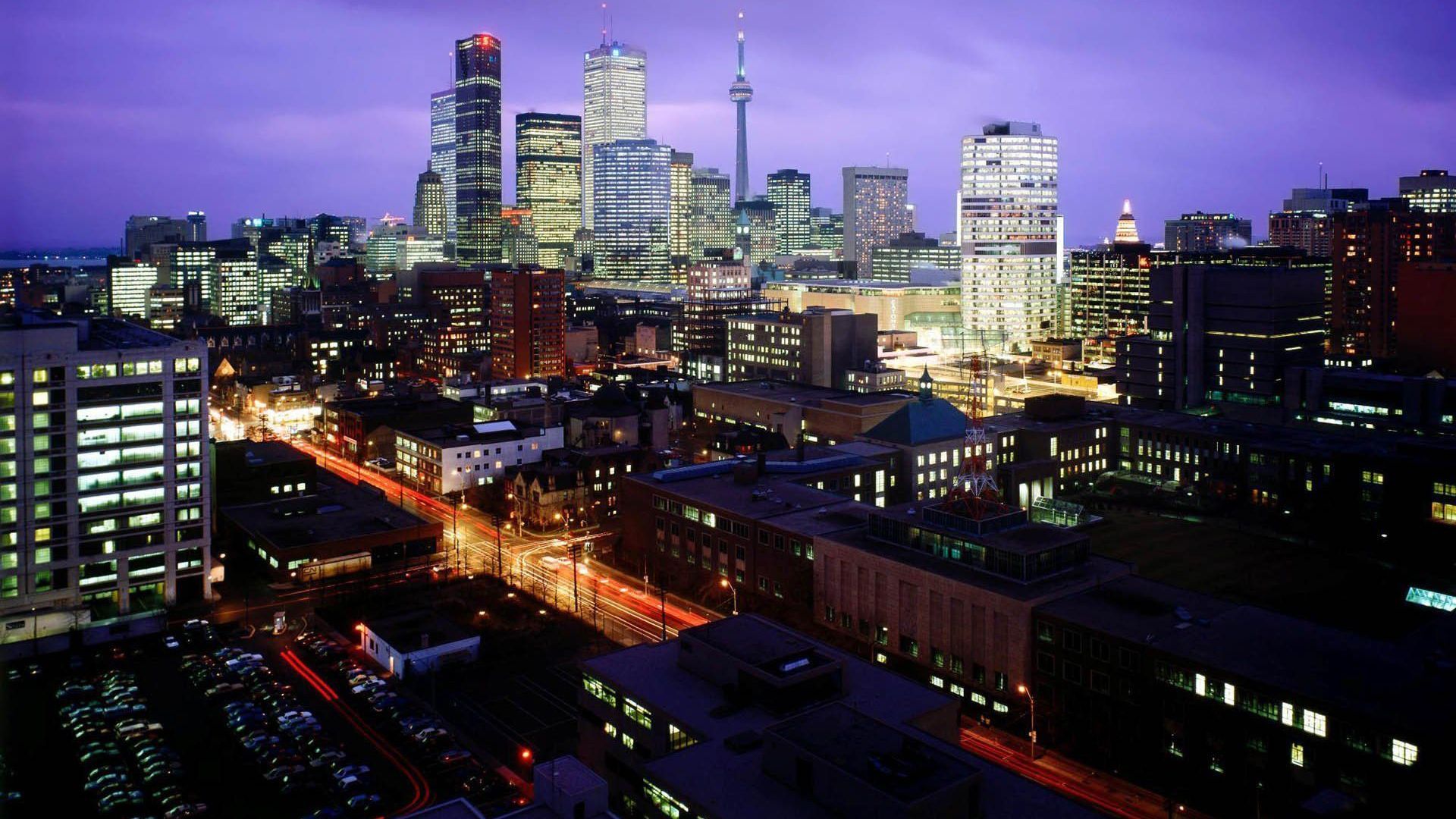Buildings & City: Toronto At Dusk Ontario Canada, desktop