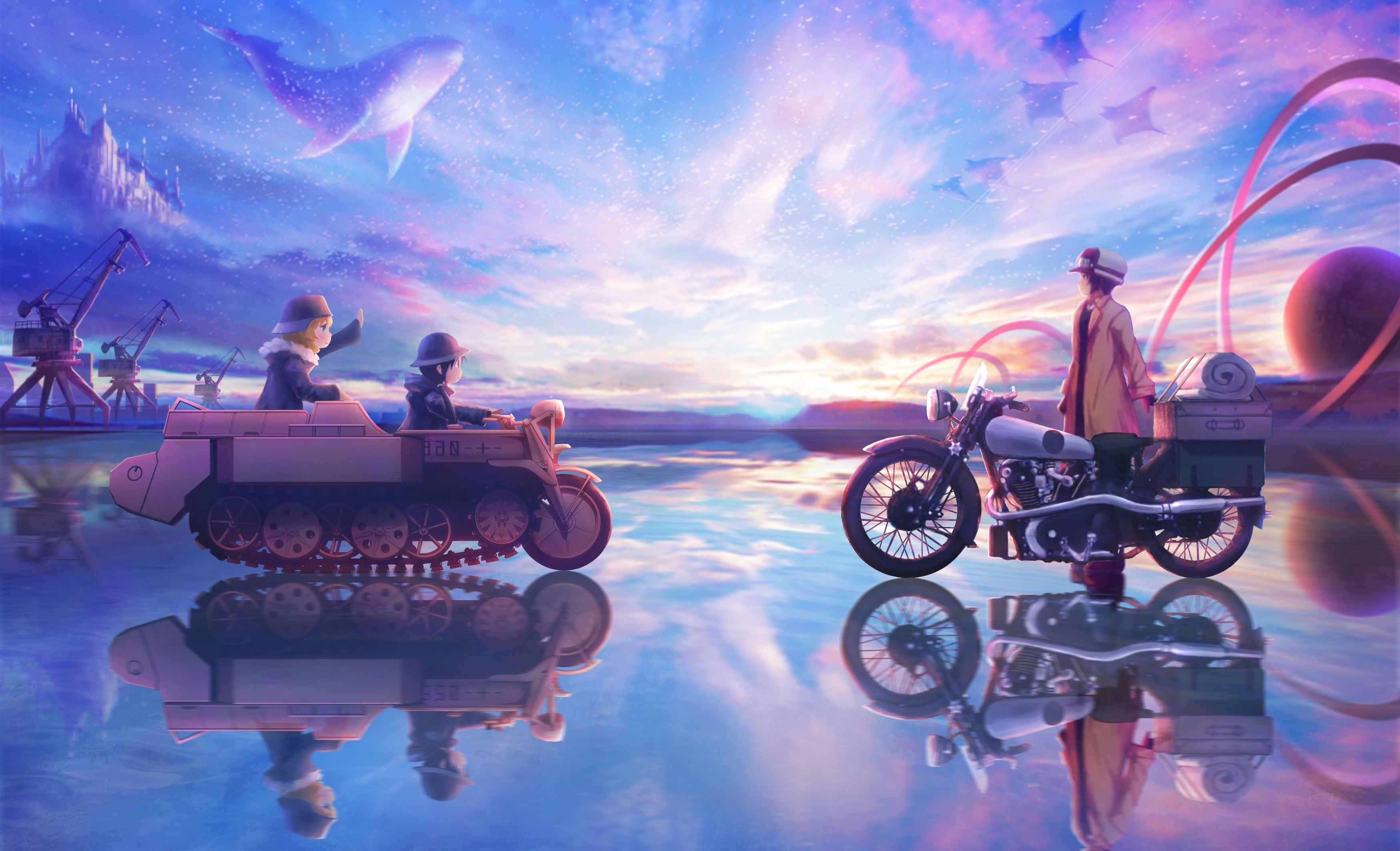 Anime Girl On Bike Ice, HD Anime, 4k Wallpaper, Image