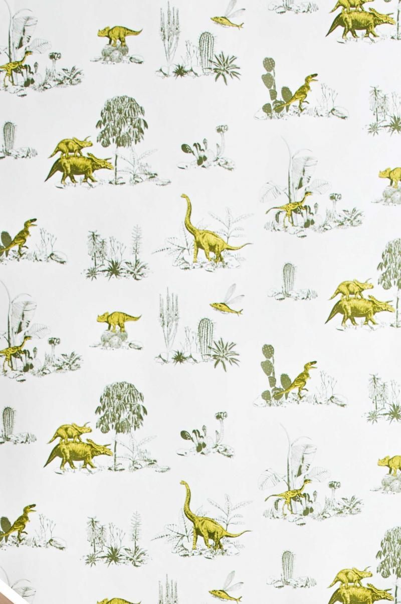 Dinosaur Printed Wallpaper. Dinosaur Wallpaper, Themed Kids Room