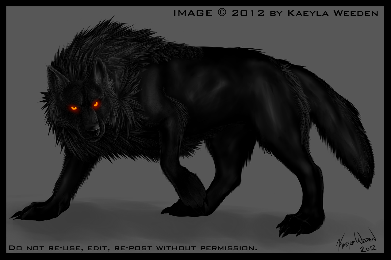 anime black wolf with red eyes with wings