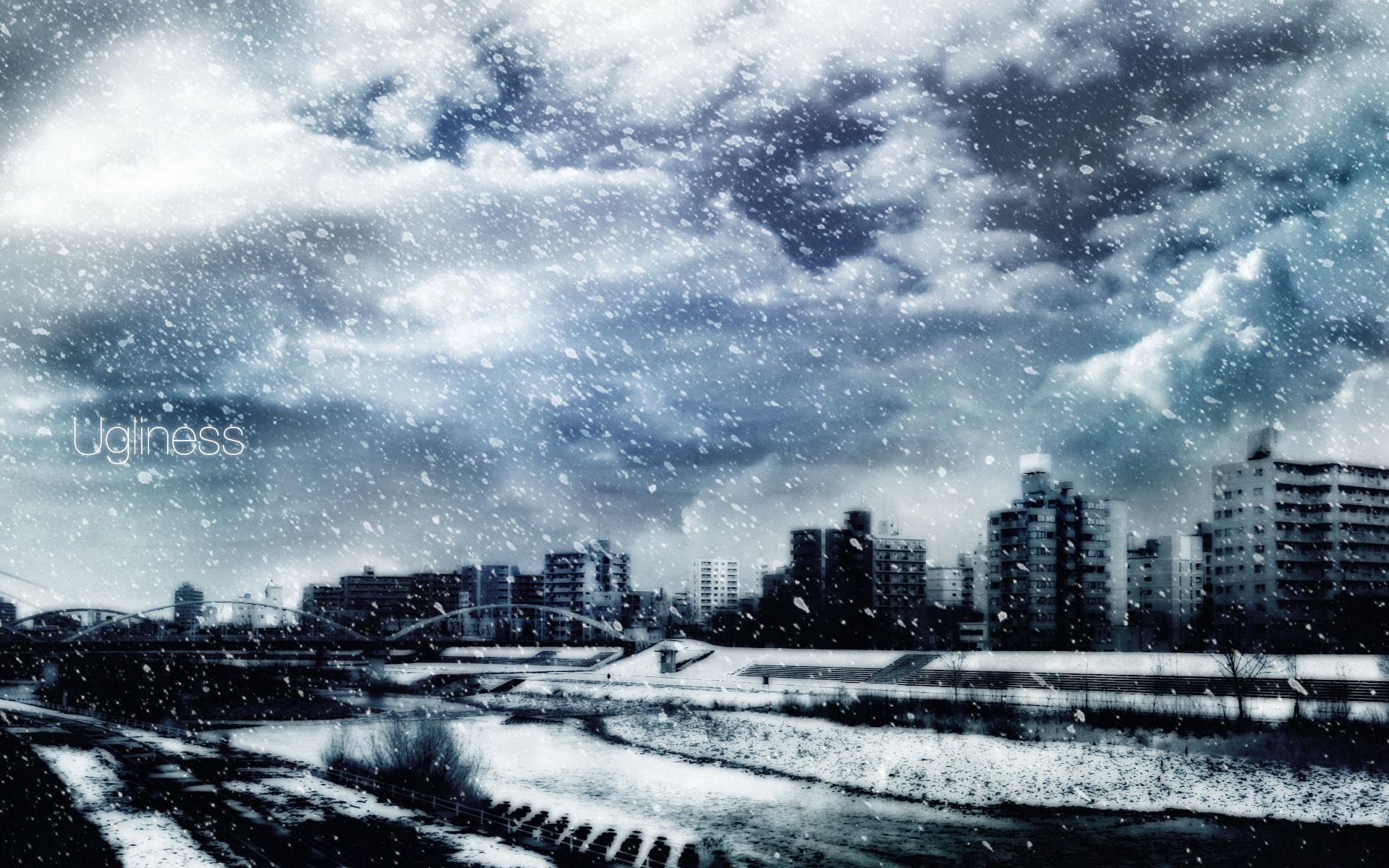 Grey city, heavy clouds. City wallpaper, Anime city, Live wallpaper
