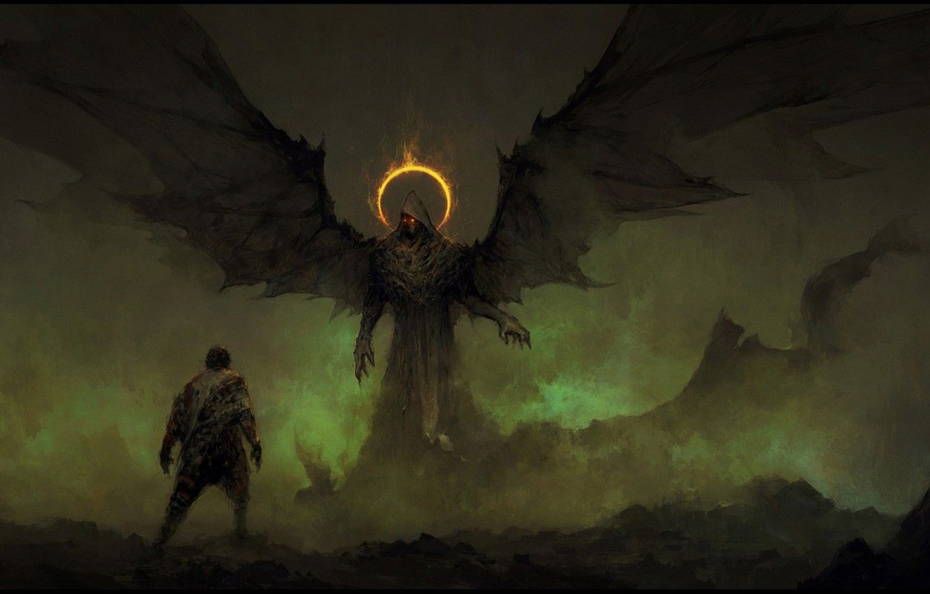 Wallpaper demon, devil, wings, man, hood, oni, Fake Angels, ageln image for desktop, section фантастика