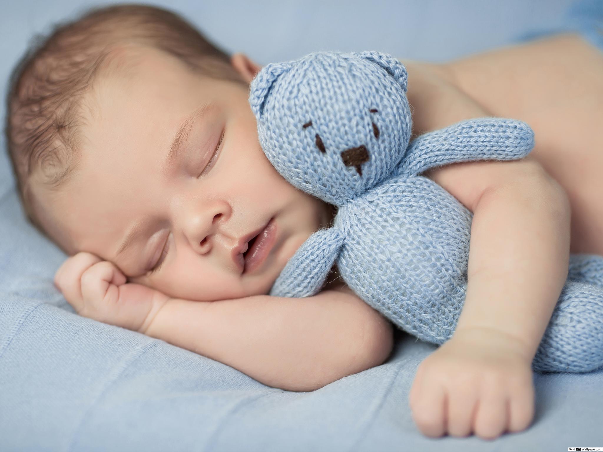 Sleeping baby with toy HD wallpaper download