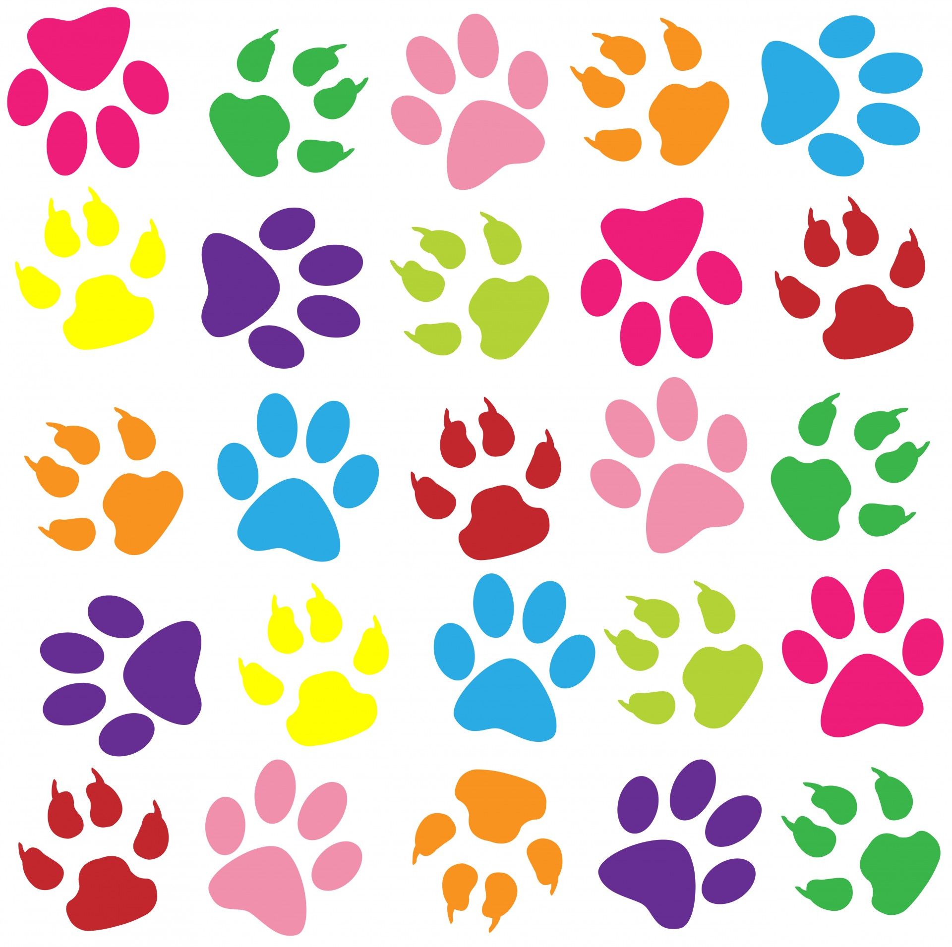 Paw Prints Colorful Background Free. Pet paw print