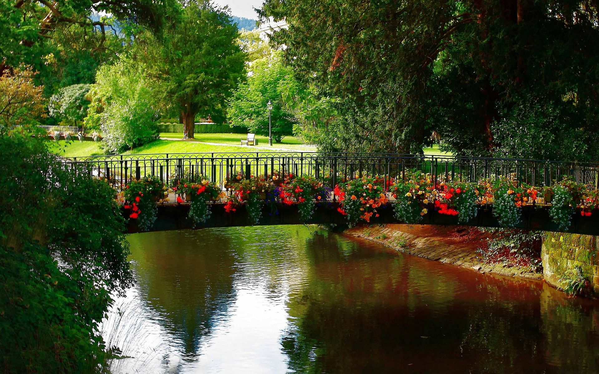 Park bridge flowers