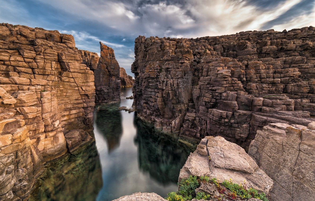 Wallpaper Nature, Rock, Canyon, Italy, San Pietro, Island Sardinia