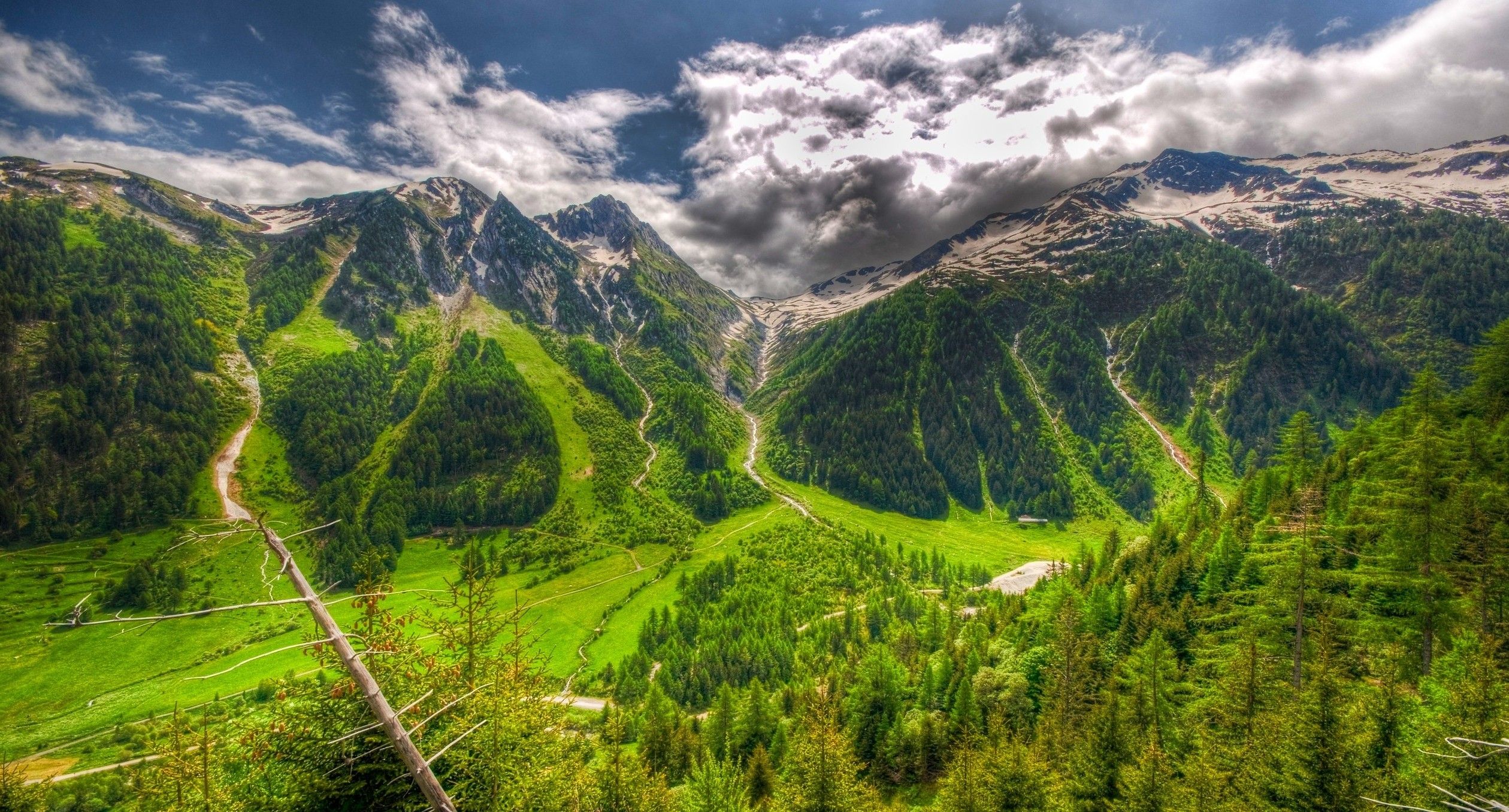 nature, Landscape, Switzerland, Valley, Summer, Mountain, Forest, Clouds, Grass Wallpaper HD / Desktop and Mobile Background