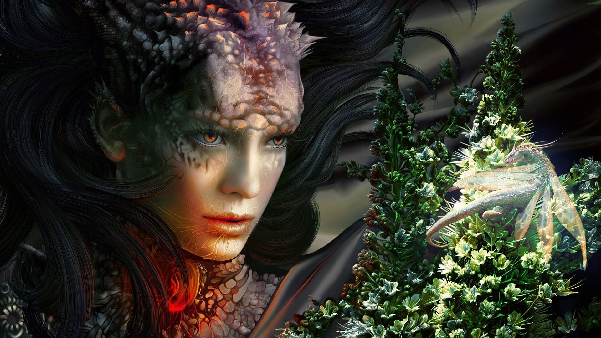 Woman and Dragon Wallpaper