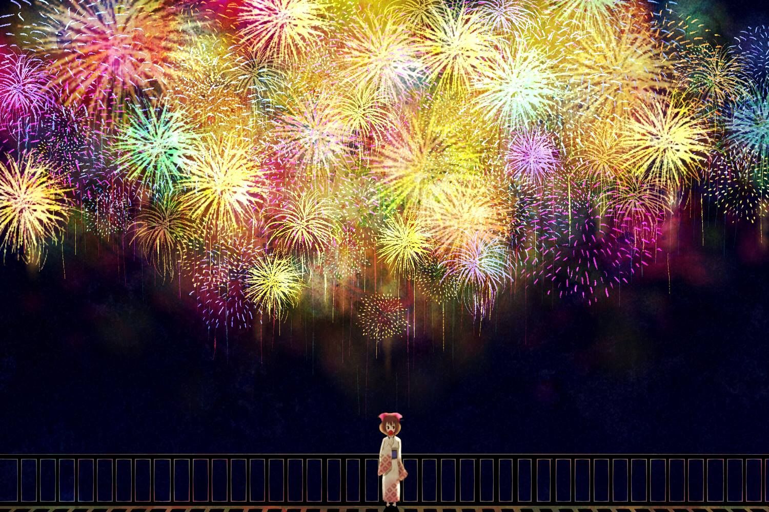 Unique Anime Couple Firework Shows Simple Wallpaper HD. Anime