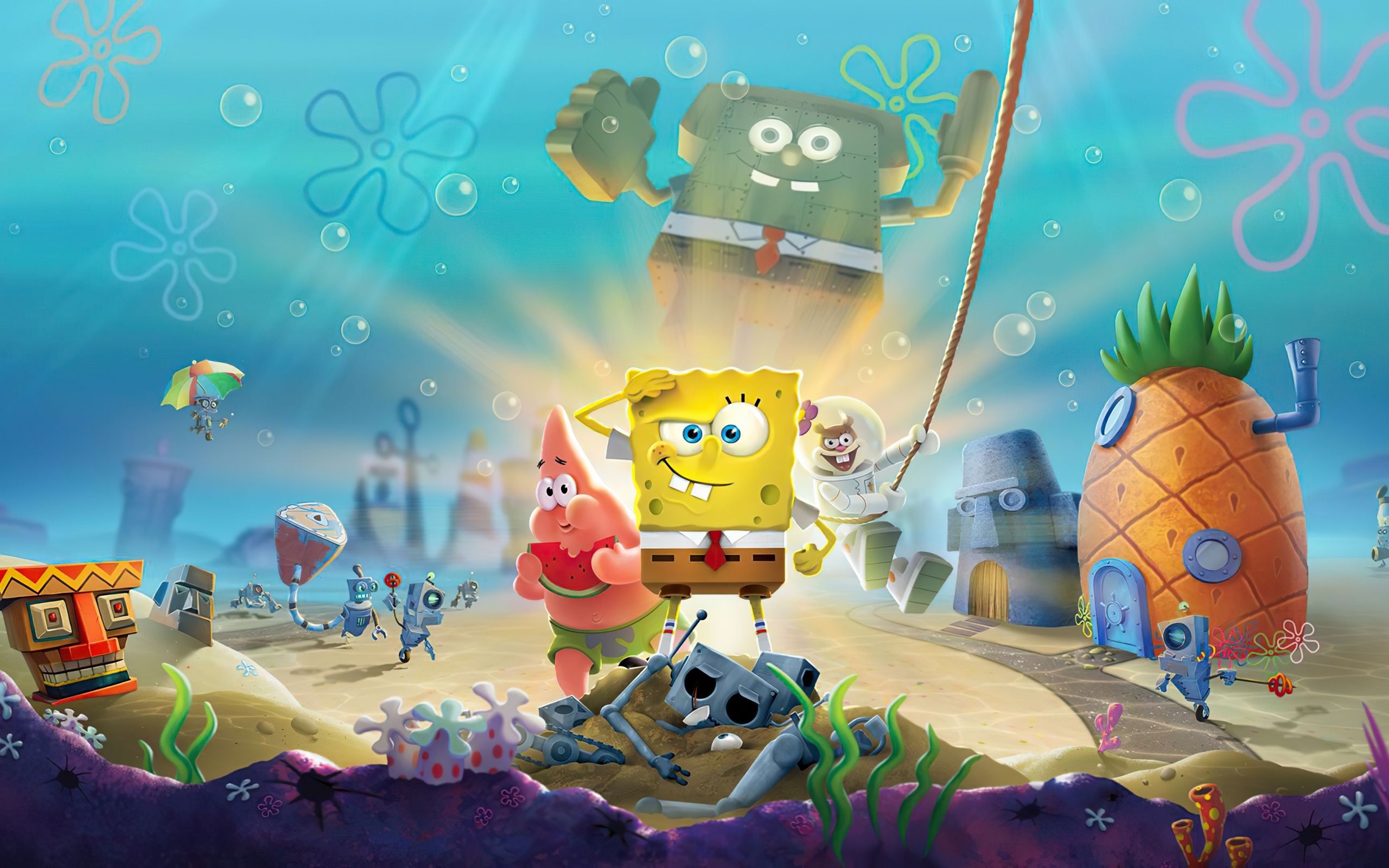 Download 2560x1600 wallpaper spongebob squarepants, underwater