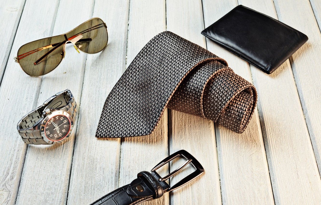 Wallpaper watch, belt, sunglasses, tie, wallet image for desktop