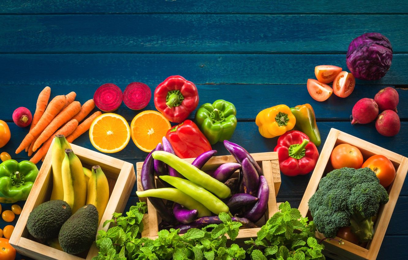 Wallpaper greens, fruit, vegetables, fruits, cuts, vegetables
