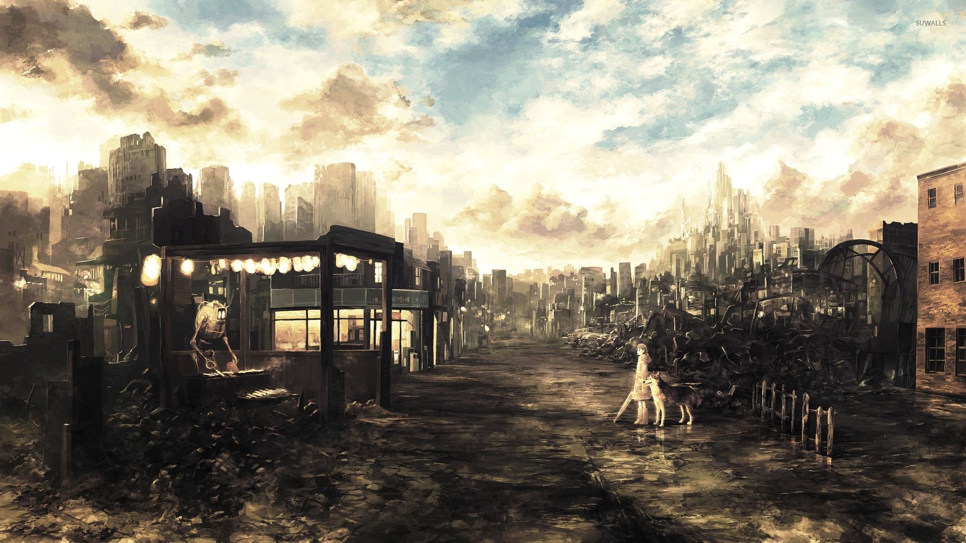 Post Apocalyptic Anime City Wallpaper Wallpaper